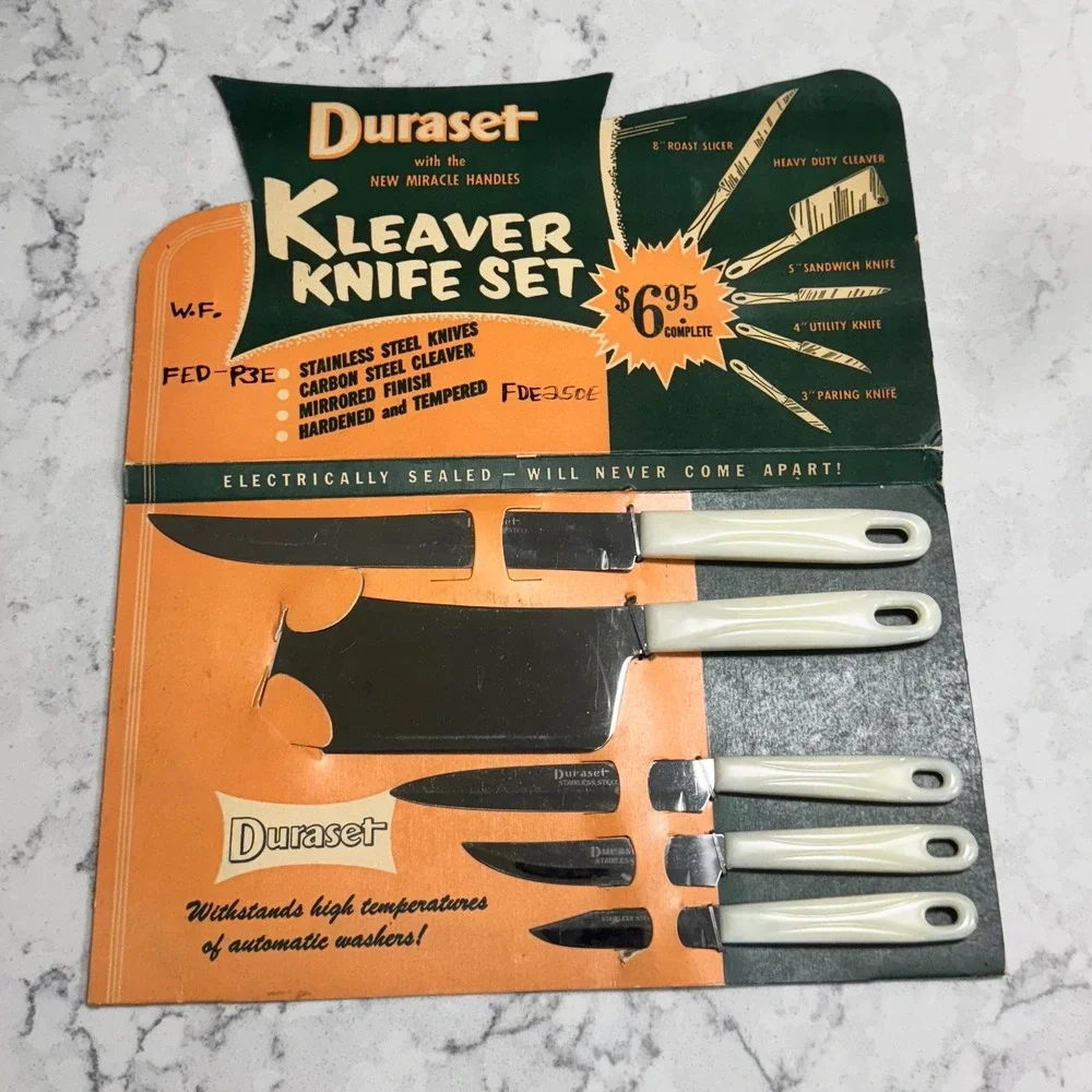 Amazing Rare Vintage Duraset Kleaver Knife Set Well Preserved Original‎ Box NEW